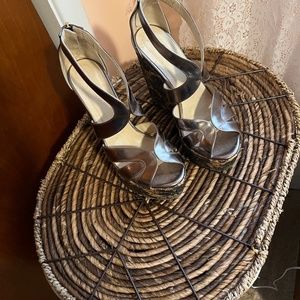 Jimmy Choo platform sandal gold and purple